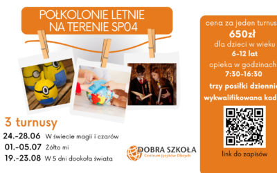 Półkolonie letnie 2024 w Fordonie – 3 turnusy