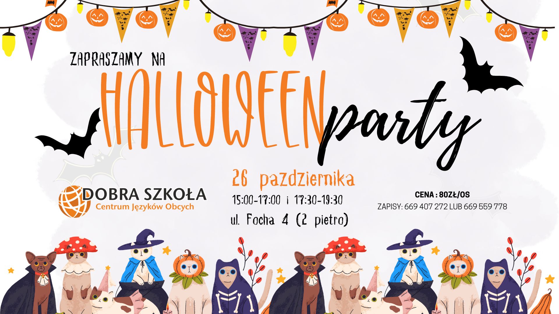 DOBRA SZKOŁA warsztaty językowe półkolonie – wydarzenia HALLOWEEN Wesołe Halloweenowe Warsztaty w Dobrej Szkole!